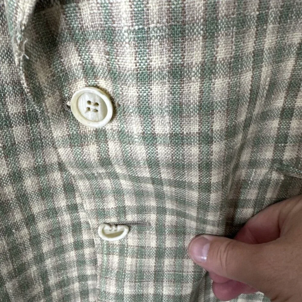 70s Wool Linen Blazer 40 Green Tan Plaid Sport Coat Canada Gooden’s VTG‎ Mod
